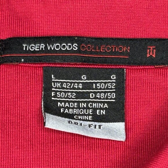 Nike Tiger Woods Polo Shirt Mens Large Red Dri Fit Embroidered Bird Golf Stretch - Picture 4 of 14